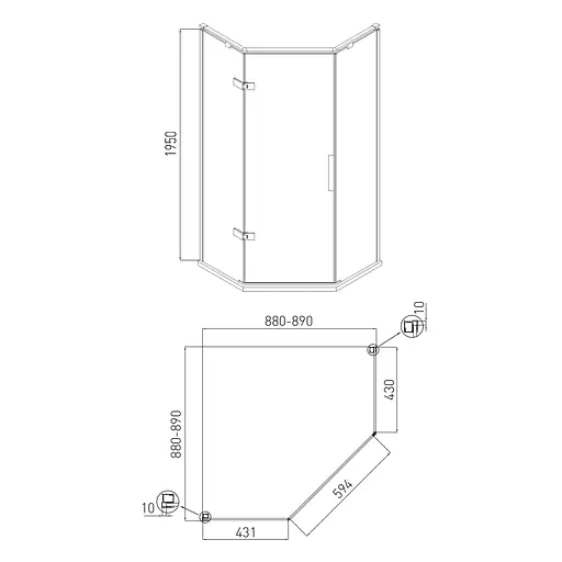 Душевая кабина Volle Neno 90x90 без поддона 10-22-170Lglass - фото 2