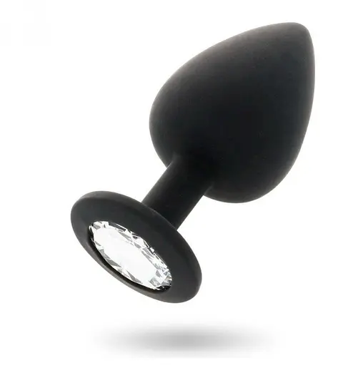 Анальна пробка з кристалом, чорна анальна пробка, анальна пробка зі стразою маленька S - фото 1