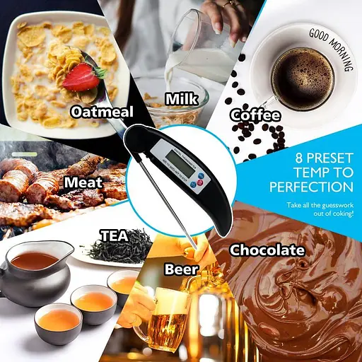 Цифровий термометр Henweit Food Миттєве зчитування Складаний нержавіючий зонд Супер швидкий безпечний для м'яса Барбекю - фото 5