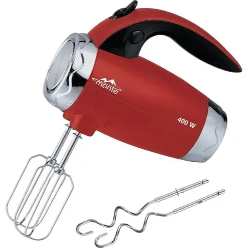 Ручний міксер Monte 2005-MT-R для дому 5 швидкостей 2 насадки Червоний 400 Вт - фото 1