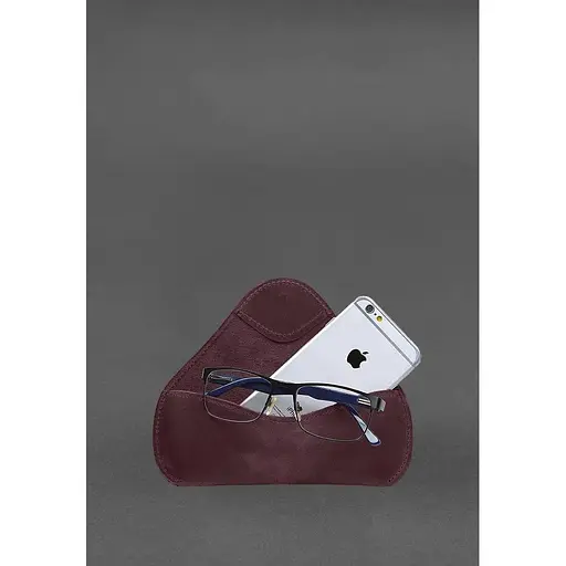 Кожаный чехол для очков BlankNote с клапаном на резинке Бордовый Crazy Horse - фото 9