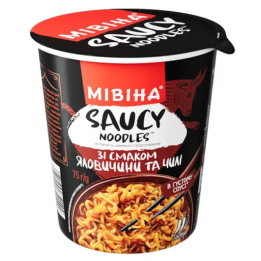 Вермишель быстрого приготовления Мивина Saucy Noodle со вкусом говядина и чили, острая 75 г - фото 1