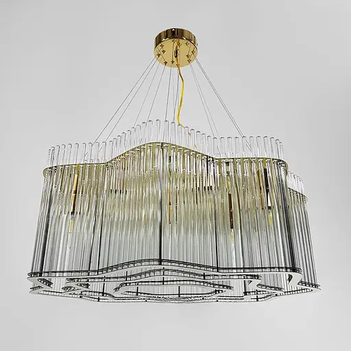 Вишукана золота люстра із скляними трубками Ø 77 см | Арт. 518-800А АВ | Line F - фото 3