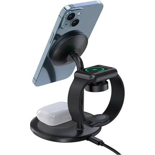 Бездротовий зарядний пристрій Choetech T585-F 3in1 Magnetic Wireless Charging Black [123385] - фото 5