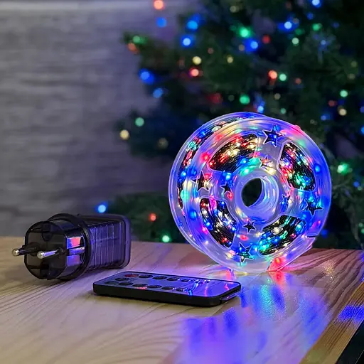 Світлодіодна гірлянда Роса 100 метрів різнокольорове світло зелений провід 1000 LED 8 режимів з пультом