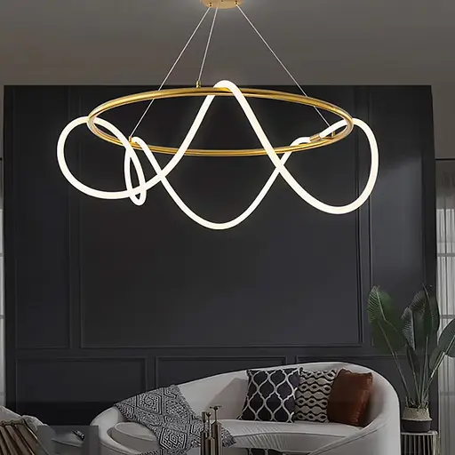 Кольцевая латунная люстра с гибкой LED лентой Ø105 см (кольцо 80 см) | Ст. Y 410-800 AB | Line F - фото 1