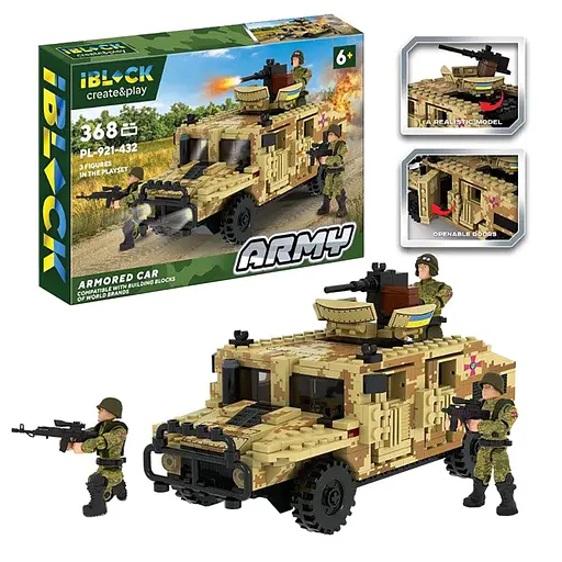Детский конструктор Военный джип iBlock PL-921-432 368 деталей - фото 2