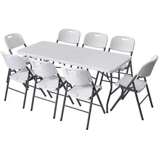 Набір садових меблів SpringFun стіл складний 180см + 8 стільців для банкету 8-10 осіб Білий - фото 1