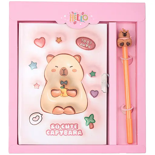 Блокнот із замком та ручкою ZiBi Kids Line Capybara, 203х225 мм, обкладинка в асортименті (ZB.700012)