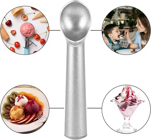 Ложка лита алюмінієва для морозива для морозива, бісквітного тіста, замороженого йогурту 18 см, Kitchen Master 85317 - фото 7