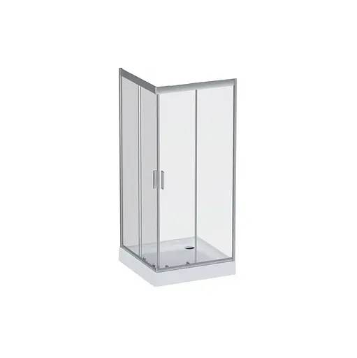 Душевая кабина Am.Pm Gem Square Slide 90x90 см без поддона хром матовый W90UG-403-090MT, Универсальная, прозрачный, хром матовый - фото 1