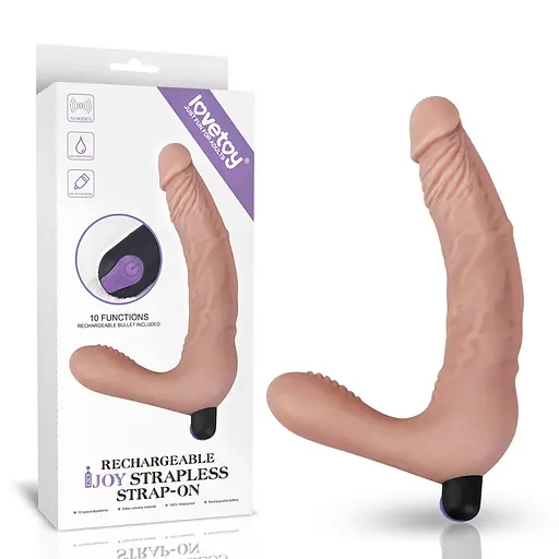 Безремневой страпон с вибрацией LoveToy Rechargeable IJOY 21 см телесный