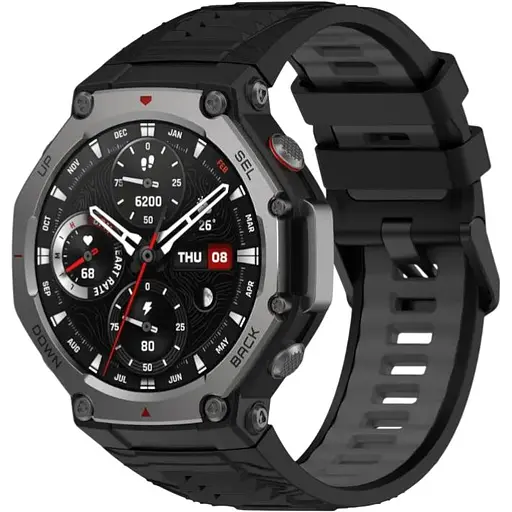 Ремешок DK для Xiaomi Amazfit T-Rex 3 Silicone Double Color Sport Band Classic (black / grey)