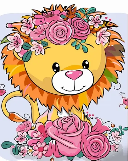 Набор для росписи по номерам Лев в цветочках, Strateg, 30x40 см, SS6717