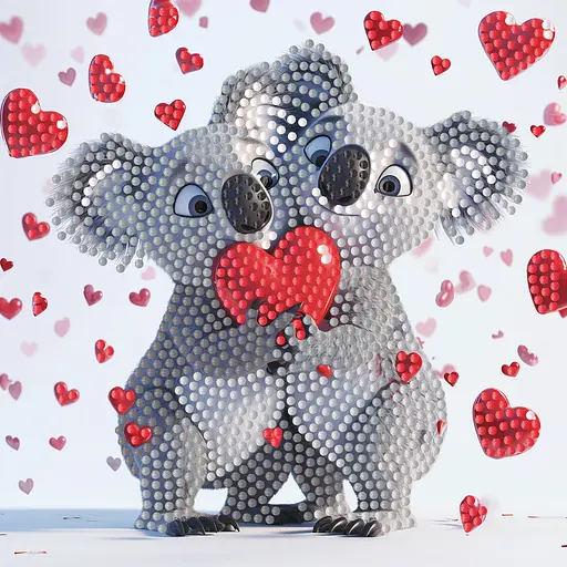 Алмазная мозаика Strateg ПРЕМИУМ Влюбленные коалы на бумажной основе размером 18х18 см (ZAV1818-1) - фото 1