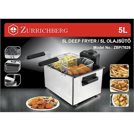 Універсальна електрична фритюрниця для дому Zurrichberg ZBP-7626 з терморегулятором та знімною чашею - фото 4