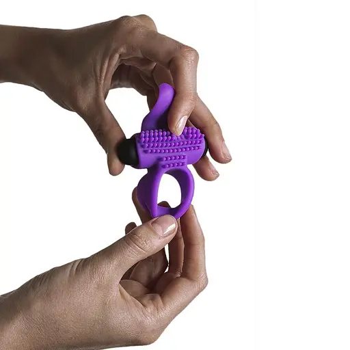 Ерекційне віброкільце Adrien Lastic Bullet Lastic Ring з язичком і щіточкою для стимуляції клітора - фото 2