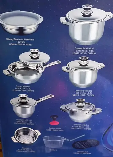 Набір каструль з кришками та сковорідкою Z.P.T. International Z.P.-1719, 19 предметів - фото 4