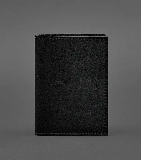 Кожаная обложка для паспорта и военного билета 1.2 черная Краст - фото 1