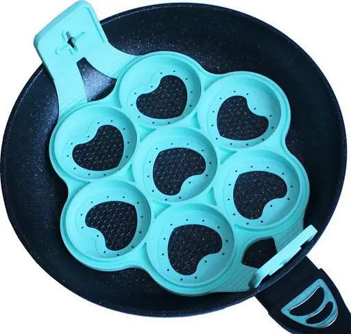 Силіконова форма для приготування оладок і яєчні у формі серця Cake Maker, A-plus Блакитний 85358 - фото 3