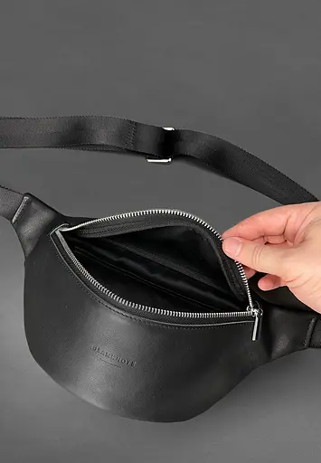 Шкіряна поясна сумка-бананка Kanny чорна - фото 4