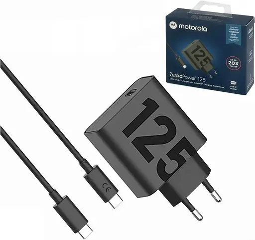 Зарядное устройство блок адаптера Motorola MC-1252 125 W GaN USB + комплект с кабелем 1 метр - фото 1