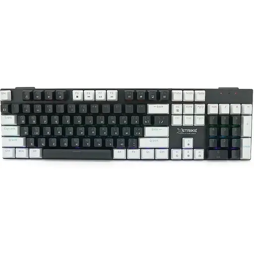 Механическая клавиатура USB XStrike XS-1010, длина кабеля 150 см, RGB подсветка, Eng/Укр/Рус, 465х165х45 мм, Black/White, 104к, Q20