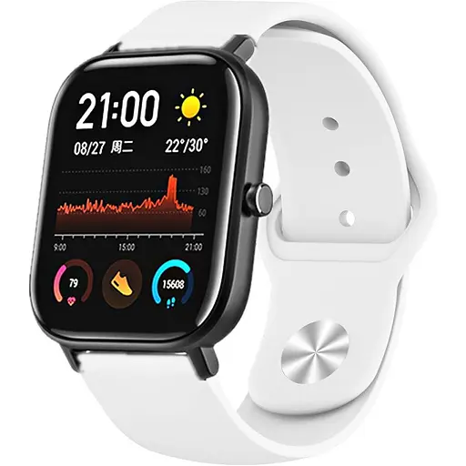 Ремешок силиконовый Boorui для часов 20 мм Sport design белый