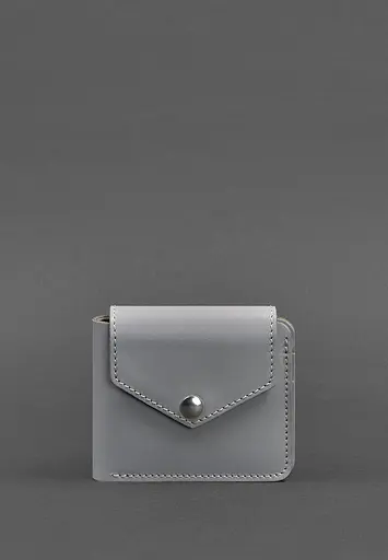 Шкіряне портмоне 4.2 на кнопці сіре - фото 3