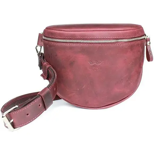 Шкіряна сумка поясна-кроссбоді Vacation бордова вінтажна - фото 1