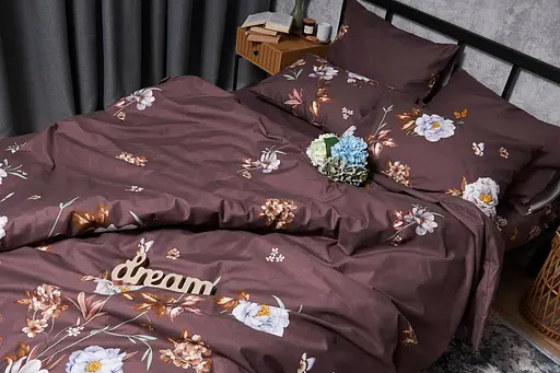 Комплект постельного белья Moon&Star Микросатин Premium Floral Mocha евро 200х220 наволочки 2х40х60 - фото 5