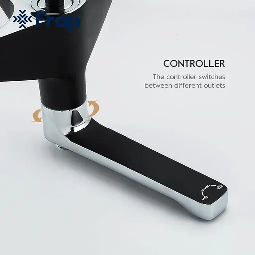 Душевая система Frap F2457, поворотный излив - переключатель на лейку/душ, 3 режима, черный/хром, Черный матовый - фото 4