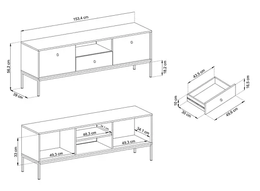 Тумба під телевізор Perfect Home Моно / Mono 2-дверна з 1 шухлядою та золотими ніжками MRTV154 Беж пісочний (PFH-091201) - фото 3
