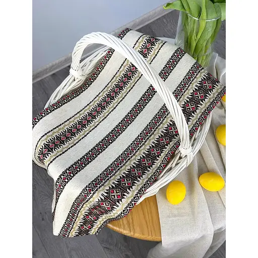 Пасхальное полотенце льняное для корзины Святогор 70х30 см Красный - фото 4