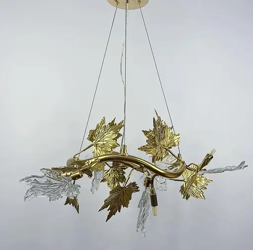 Люстра с декоративной листвой клена Ø60 см | Ст. MD 6015-600 GD Line F - фото 8