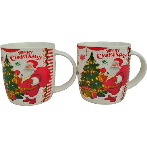 Набор чашек новогодних Tanto керамика в подарочной упаковке 350 мл Белая с красным 2 шт - фото 1