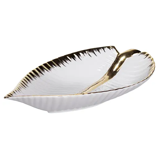 Фарфоровое блюдо для сервировки стола в форме листьев 35×18.5×5 (см) блюдо для подачи закусок Золото Yiwu WH045 - фото 5