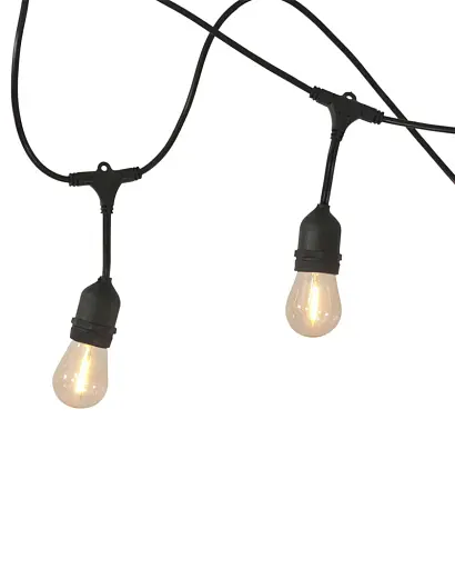 Гирлянда на солнечной батарее Goldlux 328656 Party LED 2700K IP44 черная с лампочками - фото 1