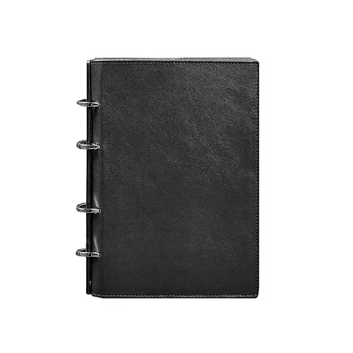 Шкіряний блокнот на кільцях (софт-бук) 9.0 з твердою чорною обкладинкою - фото 8