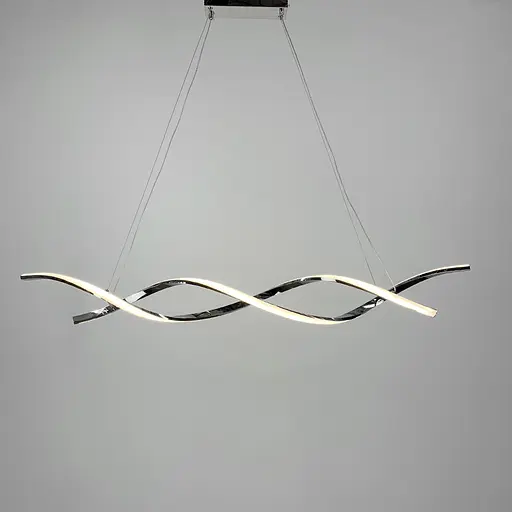 Видовжена люстра Gemo Led у срібному каркасі 120 см Line.F H 18L-1200 CH - фото 7