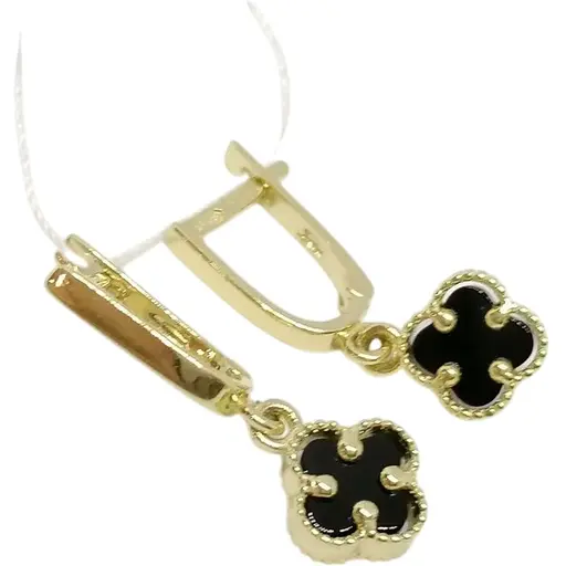 Золотые серьги Столичная Ювелирная Фабрика с ониксом. 104189ЖО