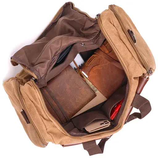 Дорожня сумка із щільного текстилю 50х25х22 см Vintage 50х25х22 см sum0021430 - фото 5