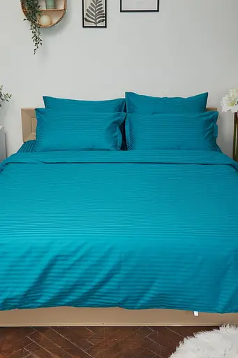 Комплект постельного белья Moon&Star Детский 110x140 см наволочки 2x50x50 см Turkish Blue Satin Stripe - фото 2