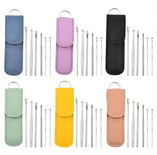 Набор для чистки ушей и удаления ушной серы из 6 инструментов черный - фото 10