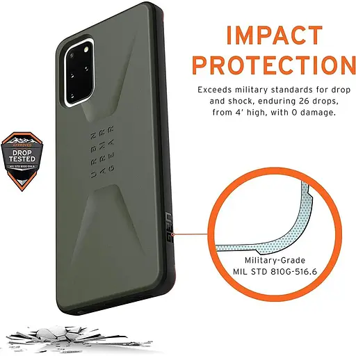 Оригинальный противоударный чехол UAG Civilian для Samsung Galaxy S20 Plus (6.7") Olive Drab (21198D117272) - фото 3