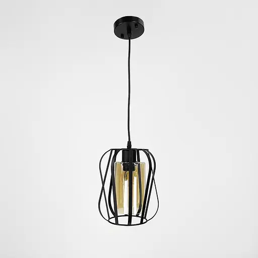 Підвісний чорний світильник з янтарним плафоном 22х18 см | Арт. 12699/1 BK+AM | Line F - фото 1