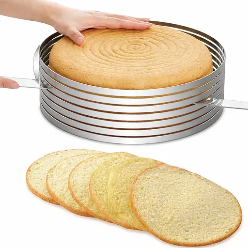 Розсувна форма кільце кондитерське з прорізами слайсер для нарізки коржів бісквіту 24-30 см (H 8 см) Сірий 88205 - фото 2