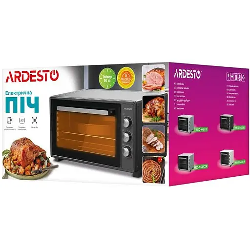 Електропіч Ardesto 1700 Вт, 48 л, хром.тени, таймер, підсвічув., вертел, чорний - фото 10