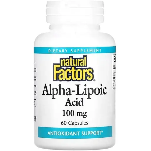 Альфа-липоевая кислота Natural Factors Alpha-Lipoic Acid 100 mg, 60 капсул для антиоксидантной защиты