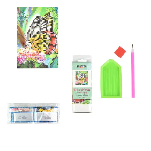 Алмазная мозаика Strateg ПРЕМИУМ Бабочка без подрамника размером 10х15 см (YAB28689) - фото 2